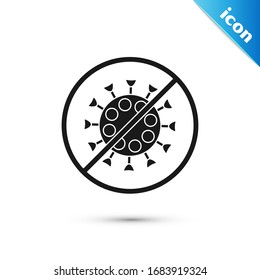 Icono de Parada gris aislado en fondo blanco. Virus Corona 2019-nCoV. Bacterias y gérmenes, cáncer celular, microbio, hongos. Ilustración vectorial
