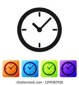 Grey Stopwatch icon isolated on white background. Time timer sign. Set icon in color square buttons. Vector Illustration