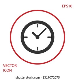 Grey Stopwatch icon isolated on white background. Time timer sign. Red circle button. Vector Illustration
