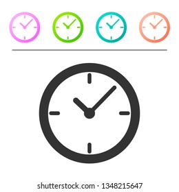 Grey Stopwatch icon isolated on white background. Time timer sign. Set icon in color buttons. Vector Illustration