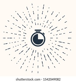 Grey Stopwatch icon isolated on beige background. Time timer sign. Abstract circle random dots. Vector Illustration