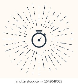 Grey Stopwatch icon isolated on beige background. Time timer sign. Abstract circle random dots. Vector Illustration