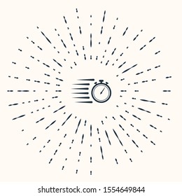 Grey Stopwatch icon isolated on beige background. Time timer sign. Chronometer sign. Abstract circle random dots. Vector Illustration