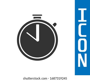 Icono de Stopwatch gris aislado en fondo blanco. Signo del temporizador de tiempo. Signo del ronómetro. Ilustración vectorial