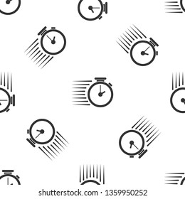 Grey Stopwatch icon isolated seamless pattern on white background. Time timer sign. Vector Illustration