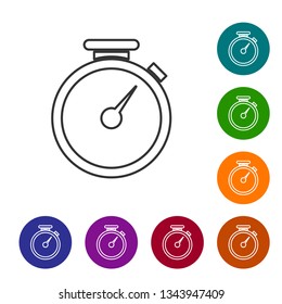 Grey Stopwatch line icon isolated on white background. Time timer sign. Vector Illustration
