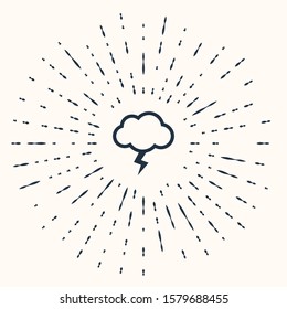 Grey Storm icon isolated on beige background. Cloud and lightning sign. Weather icon of storm. Abstract circle random dots. Vector Illustration