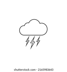 Grey Storm line icon isolated on white background. Cloud and lightning sign. Weather icon of storm. Vector Illustration flat sign