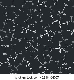 Grey Street light system icon isolated seamless pattern on black background.  Vector