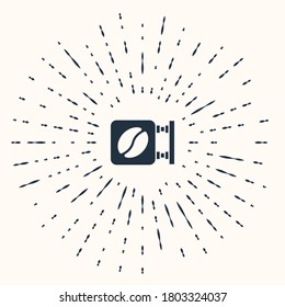 Grey Street signboard coffee icon isolated on beige background. Abstract circle random dots. Vector.