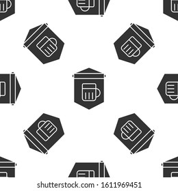 Grey Street signboard with glass of beer icon isolated seamless pattern on white background. Suitable for advertisements bar, cafe, pub, restaurant.  Vector Illustration