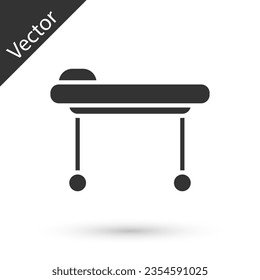 Grey Stretcher icon isolated on white background. Patient hospital medical stretcher.  Vector Illustration