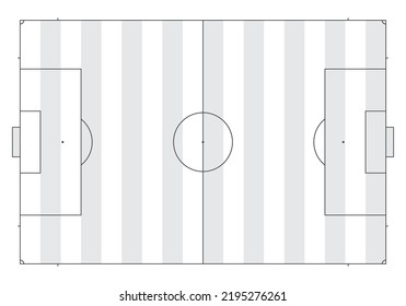 Grey striped Black line on White Soccer field, Football field, Top view, Vector