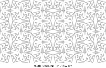 Grey striped circle geometric line seamless pattern. Vector Repeating Texture.