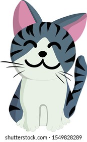 Grey striped kitten with closed eyes