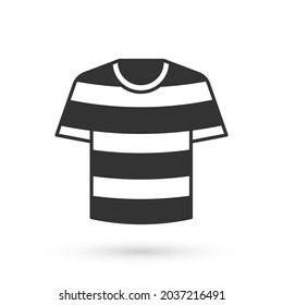 Grey Striped sailor t-shirt icon isolated on white background. Marine object.  Vector