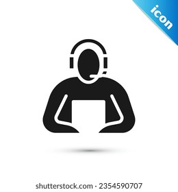 Grey Student icon isolated on white background.  Vector Illustration