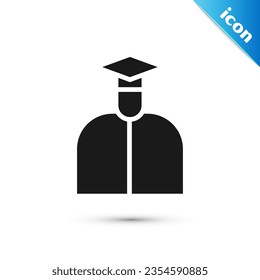 Grey Student icon isolated on white background.  Vector Illustration