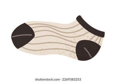 Grey stylish sock. Warm element of clothing for winter and autumn, cold weather. Fashion, trendy and style. Template, layout and mock up. Cartoon flat vector illustration