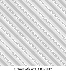 Grey stylized diagonal lines. Striped wallpaper. Seamless surface pattern design with symmetrical linear ornament. Stripes motif. Digital paper for page fills, web designing, textile print. Vector.