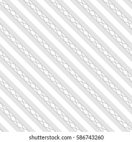 Grey stylized diagonal lines. Striped wallpaper. Seamless surface pattern design with symmetrical linear ornament. Stripes motif. Digital paper for page fills, web designing, textile print. Vector.