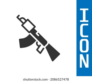 Icono de pistola de subametralladora gris aislado en fondo blanco. Kalashnikov o AK47.  Vector
