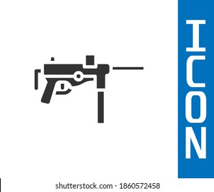 Grey Submachine gun M3, Grease gun icon isolated on white background.  Vector