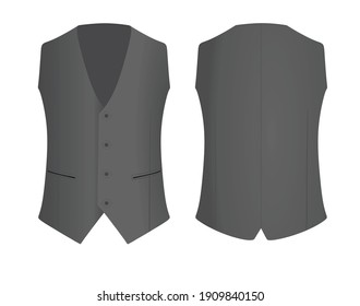 Grey  Suit Vest. Vector Illustration