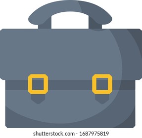 Grey Suitcase. Grey case. Cartoon flat illustration. Business bag icon