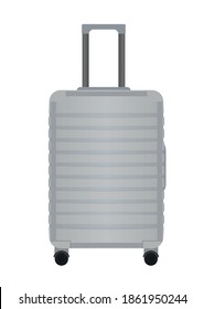 Grey suitcase.  front view. vector illustration