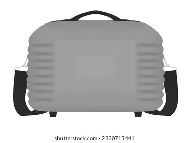 Grauer Koffer.  Vorderansicht. Vektorgrafik