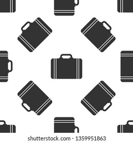 Grey Suitcase for travel icon isolated seamless pattern on white background. Traveling baggage sign. Travel luggage icon. Vector Illustration