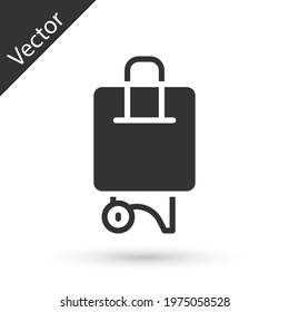 Grey Suitcase for travel icon isolated on white background. Traveling baggage sign. Travel luggage icon.  Vector