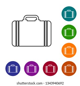 Grey Suitcase for travel line icon isolated on white background. Traveling baggage sign. Travel luggage icon. Vector Illustration