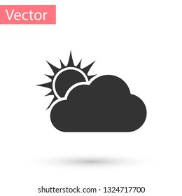 Grey Sun and cloud weather icon isolated on white background. Vector Illustration