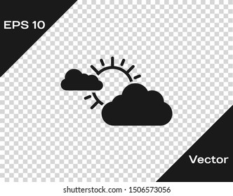 Grey Sun and cloud weather icon isolated on transparent background.  Vector Illustration