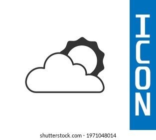 Grey Sun and cloud weather icon isolated on white background.  Vector
