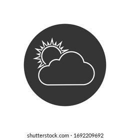Graue Sonne und Wolken-Wetterlinie Symbol einzeln auf weißem Hintergrund. Vektorillustration-Illustration