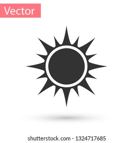 Grey Sun icon isolated on white background. Vector Illustration