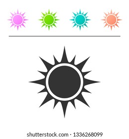 Grey Sun icon isolated on white background. Set icon in color buttons. Vector Illustration