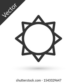 Grey Sun icon isolated on white background.  Vector Illustration