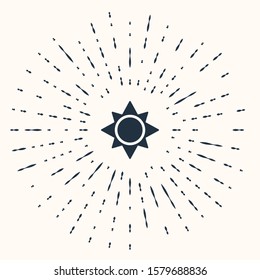 Grey Sun icon isolated on beige background. Abstract circle random dots. Vector Illustration