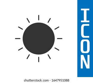 Grey Sun icon isolated on white background. Summer symbol. Good sunny day.  Vector Illustration