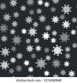 Grey Sun icon isolated seamless pattern on black background.  Vector Illustration