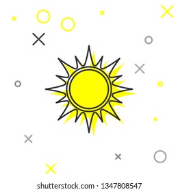 Grey Sun line icon isolated on white background. Vector Illustration