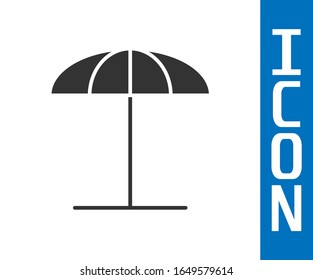 Grey Sun protective umbrella for beach icon isolated on white background. Large parasol for outdoor space. Beach umbrella.  Vector Illustration