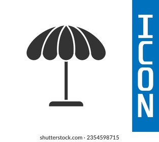 Grey Sun protective umbrella for beach icon isolated on white background. Large parasol for outdoor space. Beach umbrella.  Vector Illustration