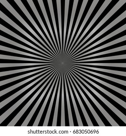 Grey sun rays Sunburst on black Pattern vector eps10. Grey and black Sunburst background.