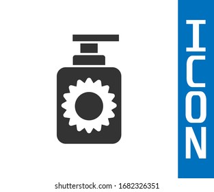 Grey Sunscreen spray bottle icon isolated on white background. Protection for the skin from solar ultraviolet light.  Vector Illustration