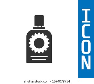 Grey Sunscreen spray bottle icon isolated on white background. Protection for the skin from solar ultraviolet light.  Vector Illustration